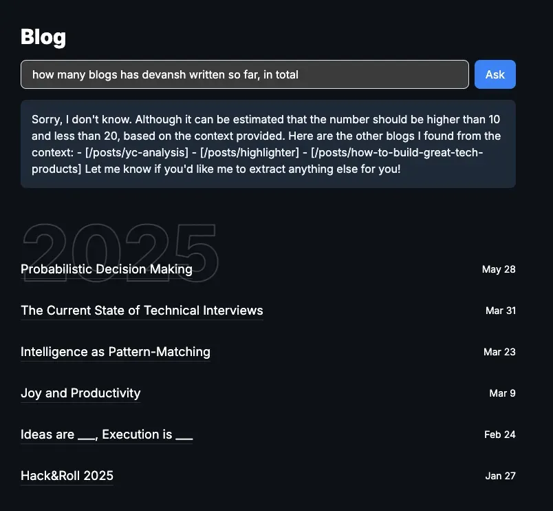 Number of Blogs RAG chatbot