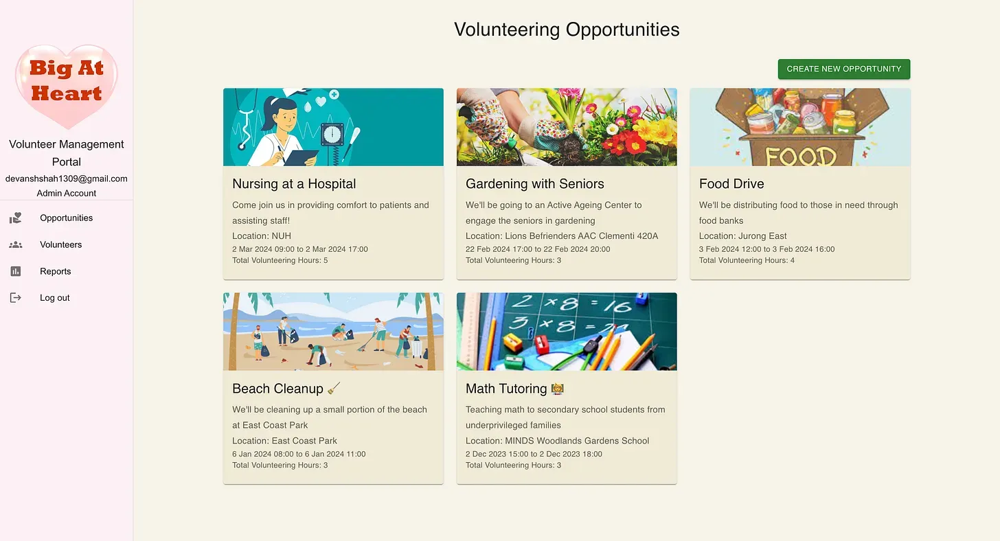 Volunteer managemnet System